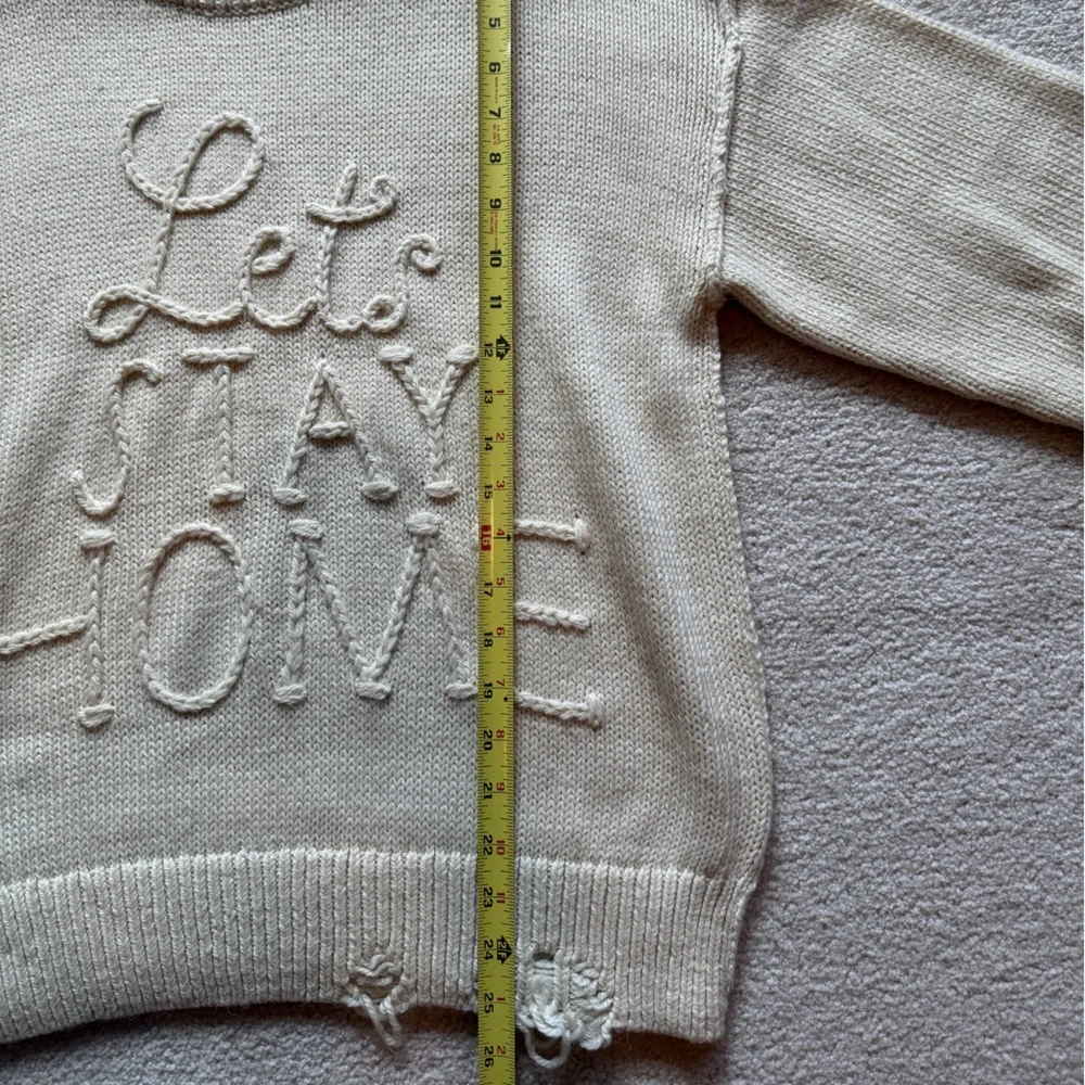 Wildfox Distressed Let’s Stay Home Sweater size S - Picture 5 of 7